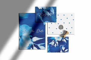 Cyanotype Watercolor Floral Patterns