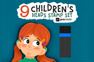 9 Children’s heads stamp Procreate