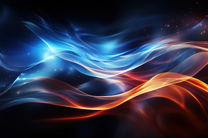 Abstract Artistic Display of Blue and Red Neon Light Waves Flowing, a Photo by AS photostudio
