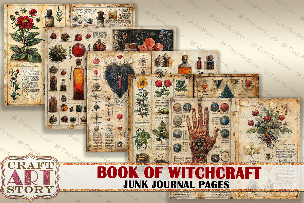 Book Witchcraft junk journal Pages, an Object Illustration by CraftArtStory (Photo 3 of 7)
