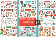 Bumper Christmas clipart set, an Animal Illustration by Poppymoondesign (Thumbnail 1 of 12)