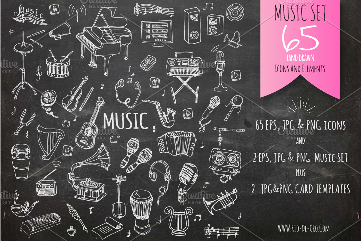 65 Music hand drawn elements set!, an Object Illustration by Natasha-Pankina.com (Photo 4 of 5)