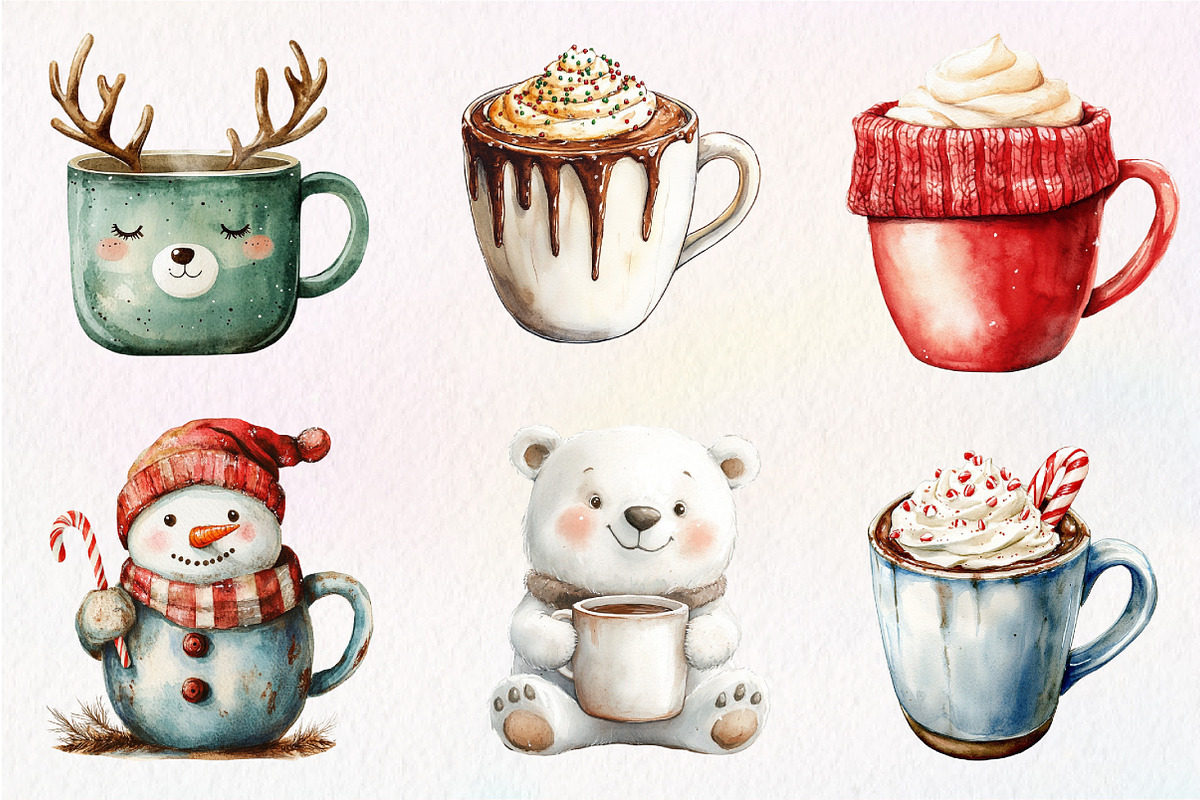 Christmas Coffee Sublimation Clipart, an Illustration by Dream Creation (Photo 4 of 6)