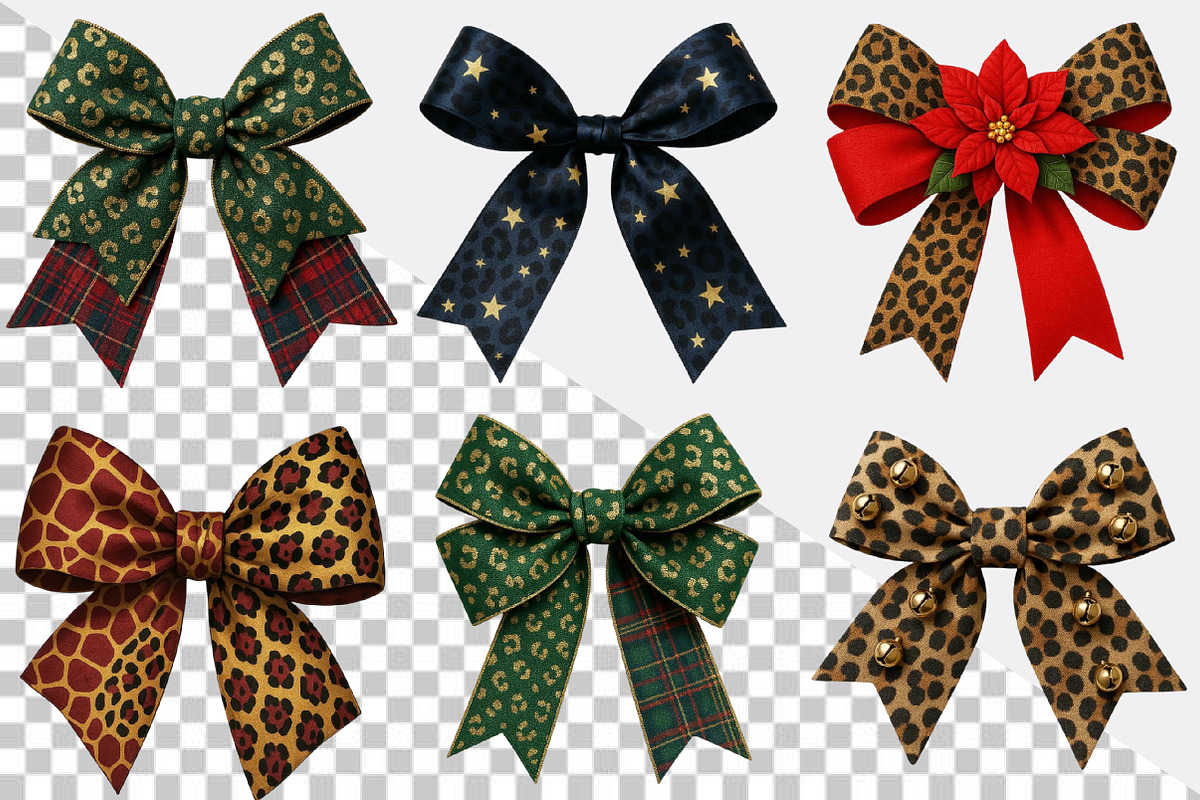 Christmas Leopard Bow Clipart Bundle, an Illustration by SVGArt (Photo 8 of 8)