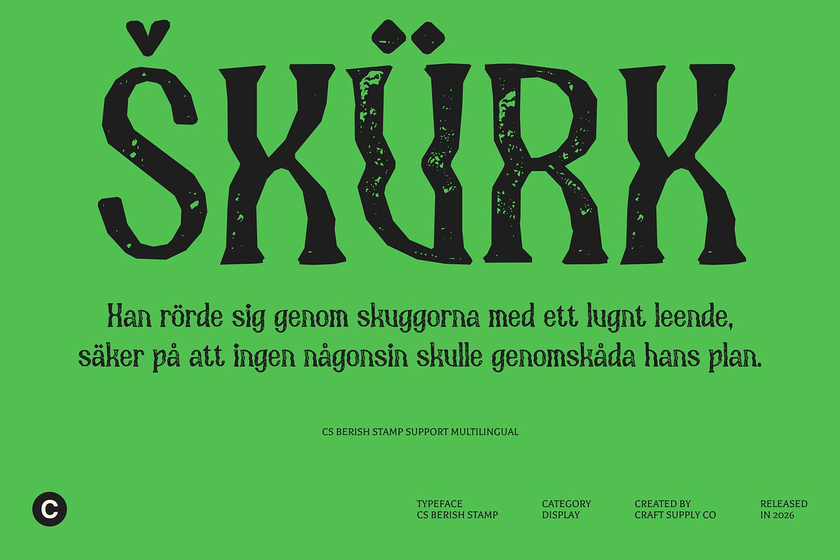 CS Berish Stamp, a Serif Font by Craft Supply Co. (Photo 7 of 8)