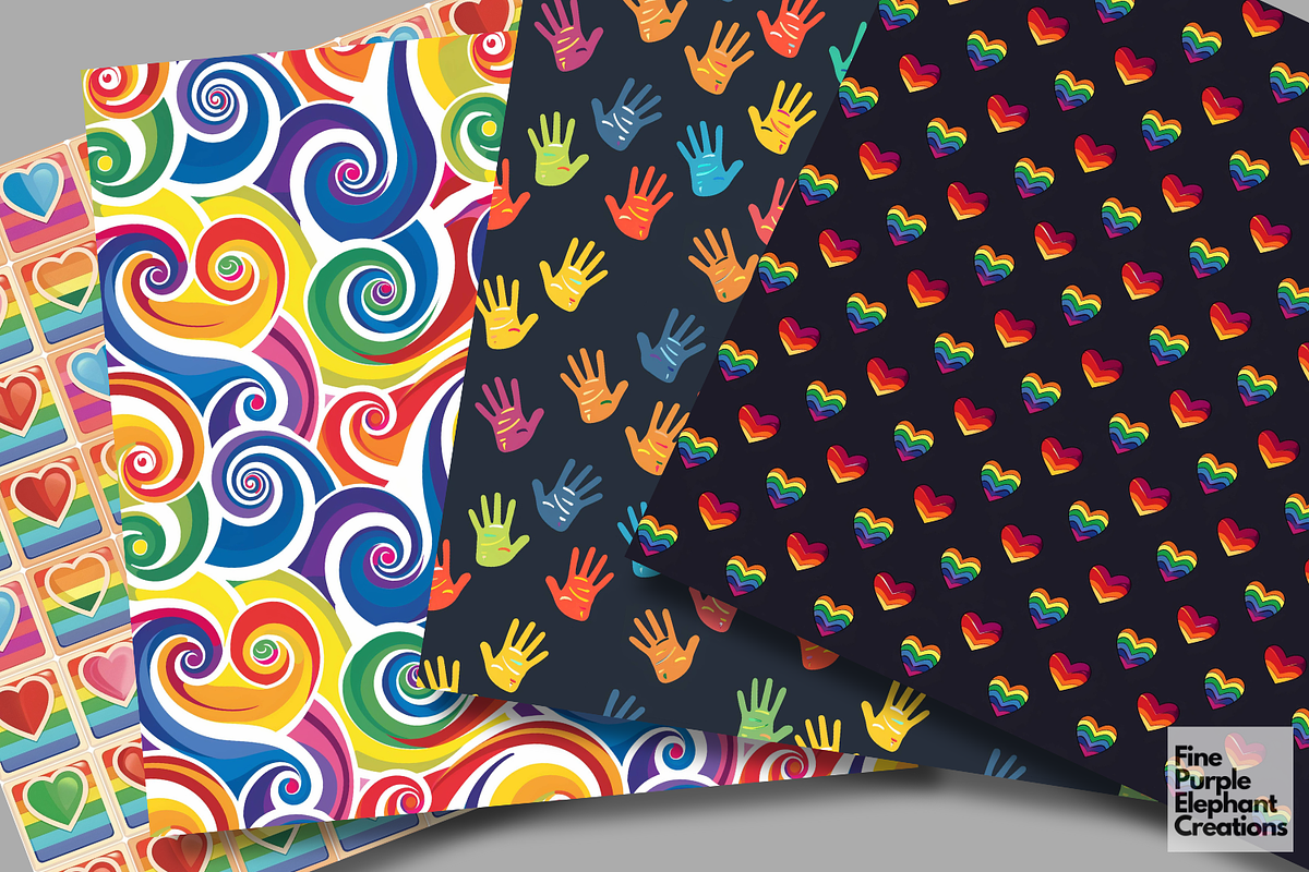 Rainbow Pride LGBTQ Gay Lesbian Love, a Pattern Graphic by Fine Purple Elephant (Photo 3 of 5)