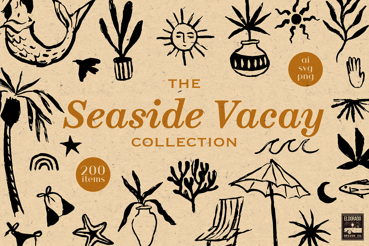 Boho Beach Vacation Resort Graphics, a Decorative Illustration by Eldorado Design Co. (Photo 1 of 6)