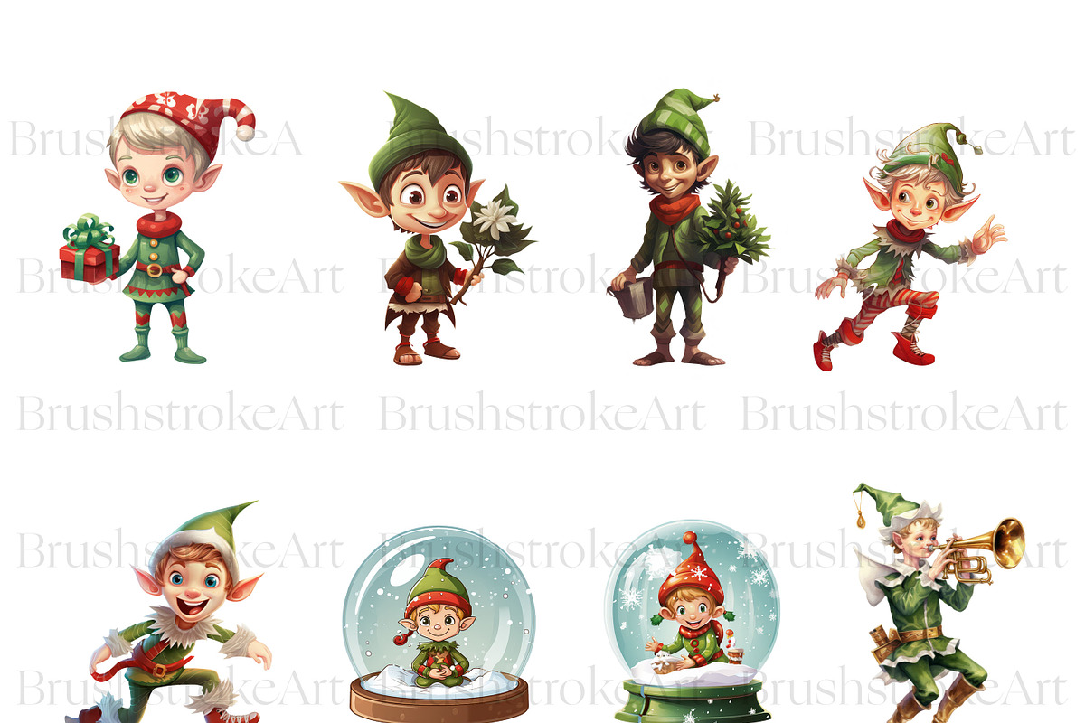 Cute Elf Clipart, Christmas Elf PNG, a Sport Illustration by BrushstrokeArtGB (Photo 2 of 9)