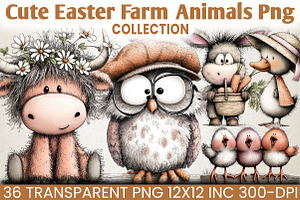 Cute Easter Farm Animal Clipart, an Illustration by RobertsArt