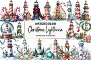 Christmas Lighthouse Clipart, an Illustration by DreamArtGraphic (Thumbnail 1 of 6)