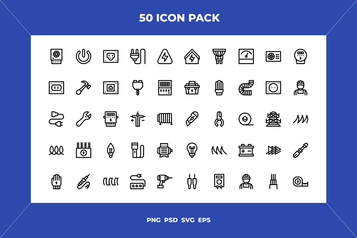 Electricity icons, an Outline Icon by Wencory (Photo 1 of 2)