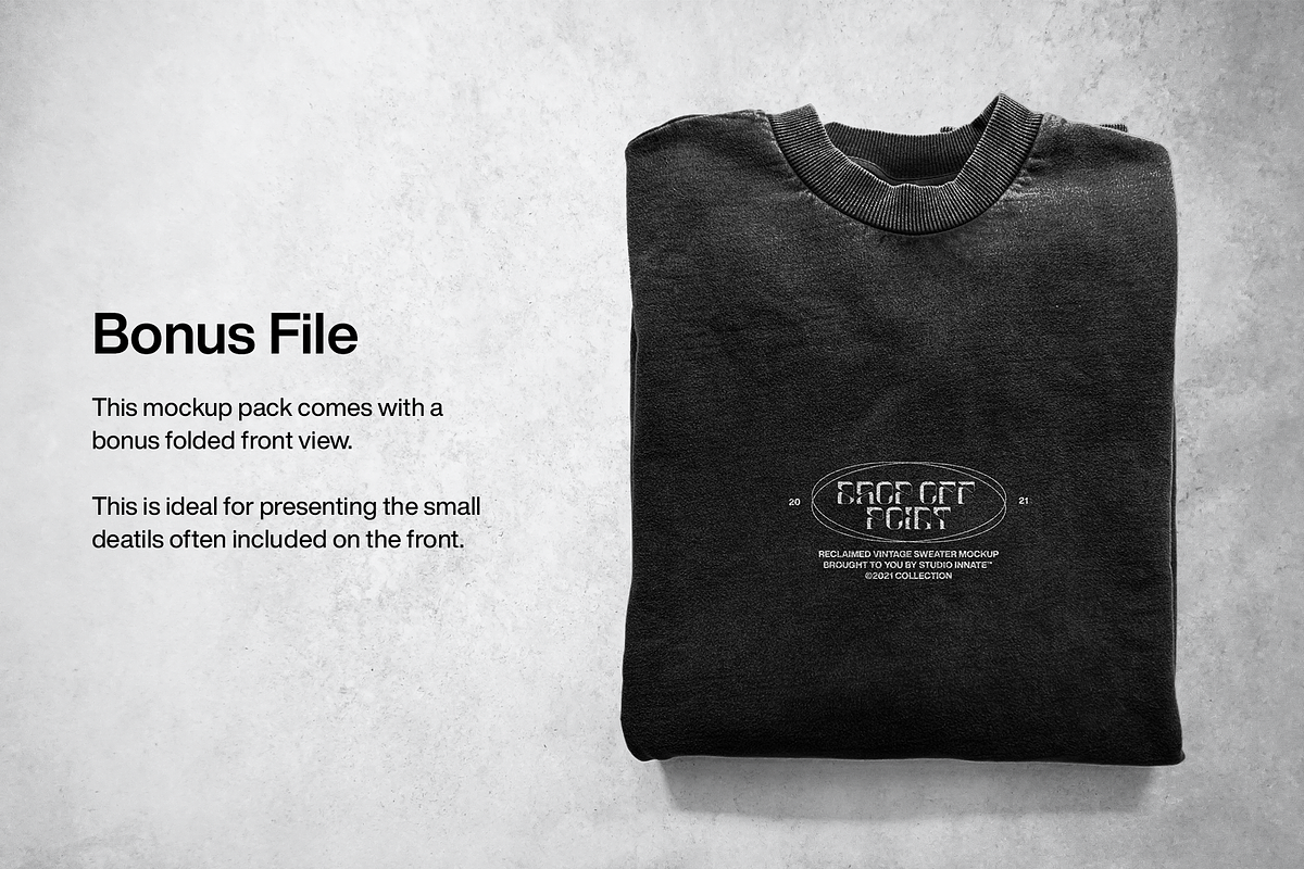 Vintage Reclaimed Sweatshirt Mockup, a Hoody Mockup by Studio Innate (Photo 6 of 6)