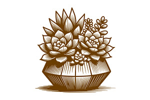 Succulent Plants in Decorative Pot, an Object Illustration by AlexArt