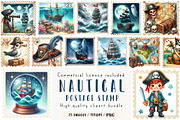 Nautical Pirates Stamp Postage, an Illustration by CreationArt (Thumbnail 1 of 5)