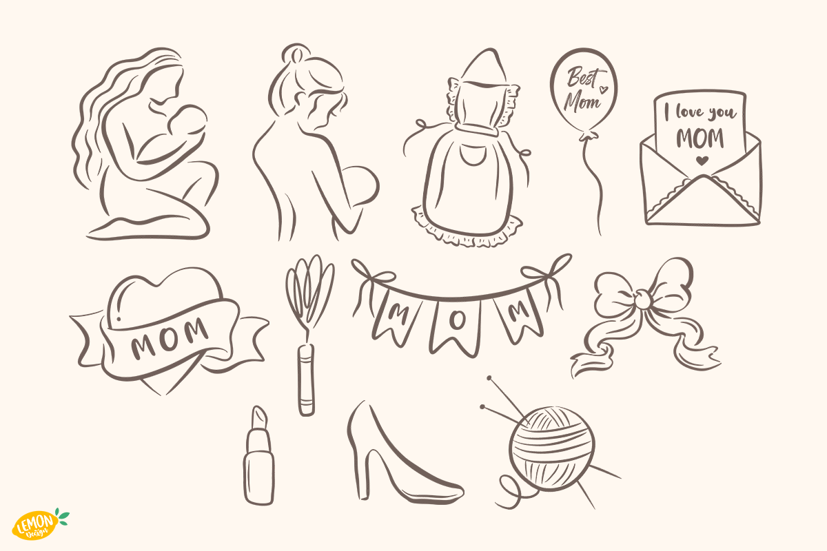 Mother's Day Line Art PNG, an Object Illustration by LemonDesign (Photo 3 of 3)