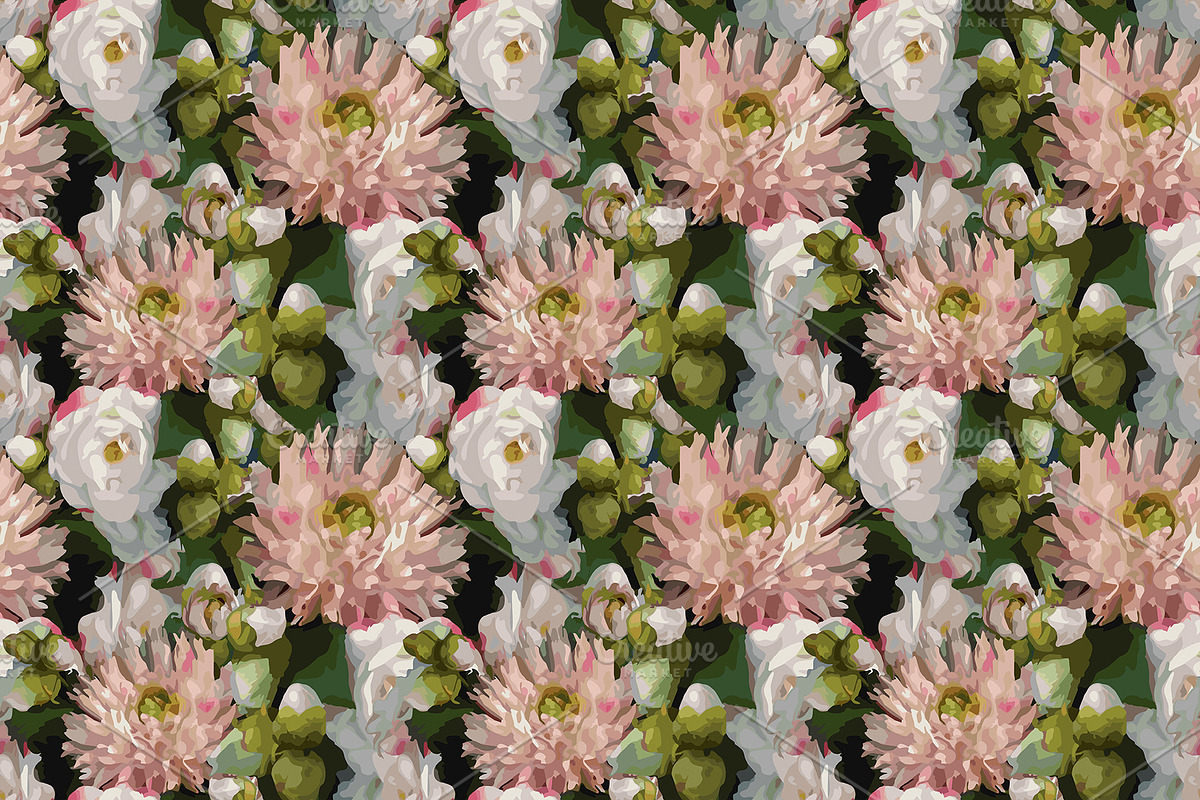 Flower peony seamless pattern vector, a Pattern Graphic by Art By Silmairel (Photo 2 of 2)