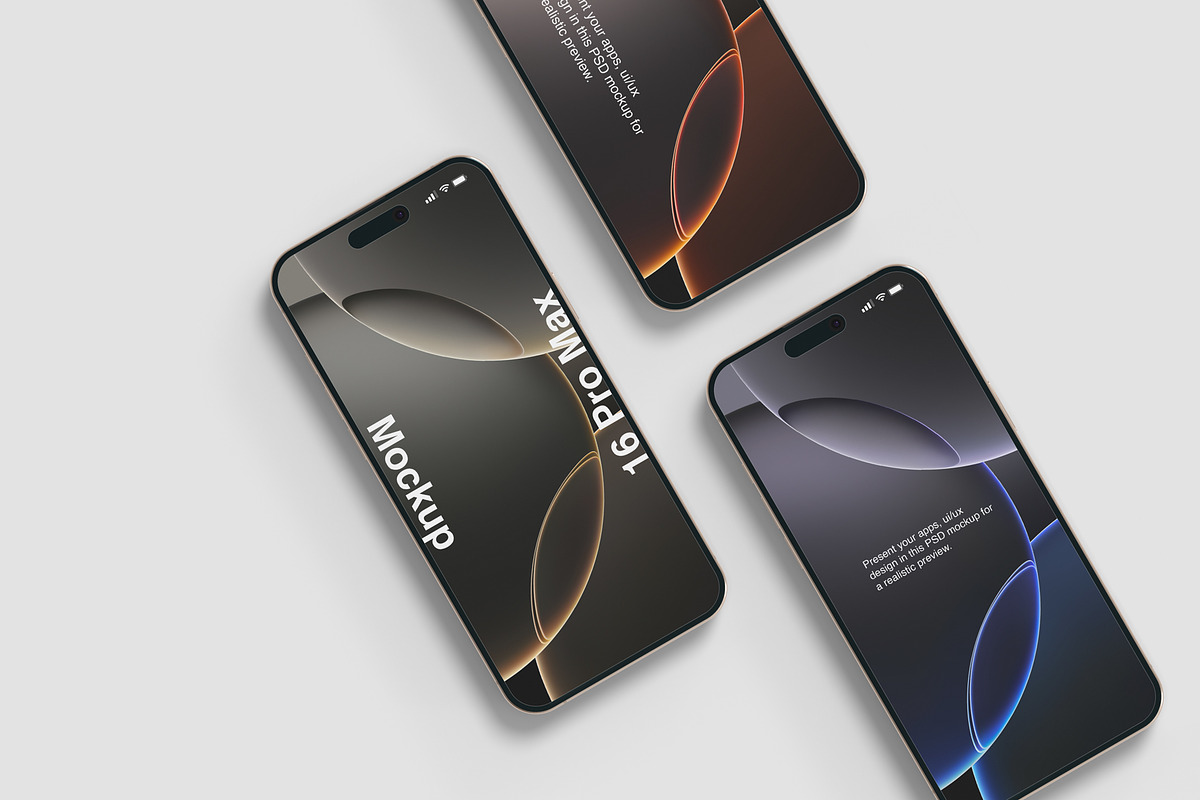 iPhone 16 Pro Max Mockups, an iPhone Mockup by graphiccrew (Photo 10 of 16)