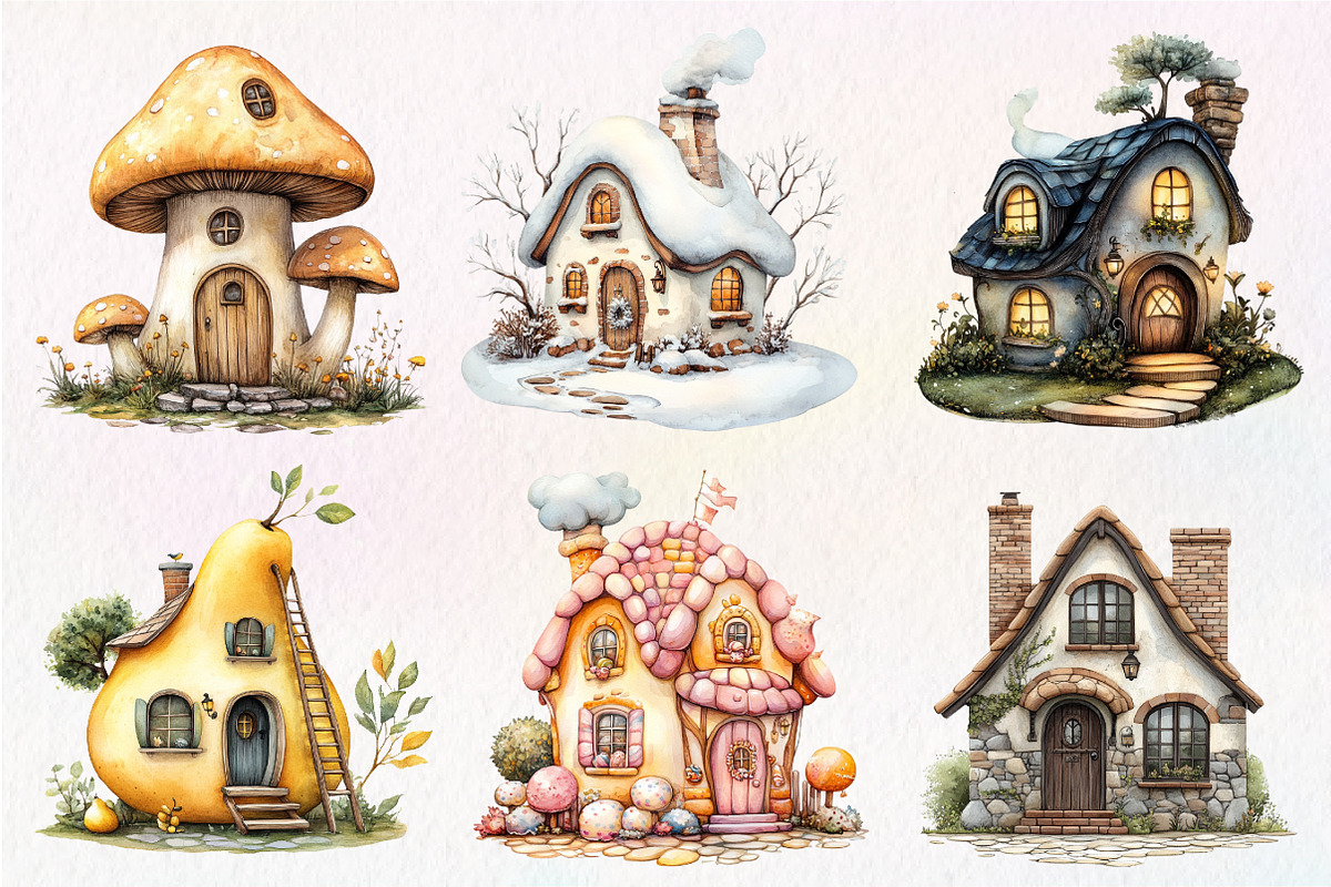 Watercolor Hollow House Clipart, an Illustration by Dream Creation (Photo 5 of 7)