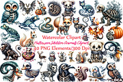 Halloween Skeleton Animals Clipart, an Illustration by DreamCafeArt (Thumbnail 1 of 7)