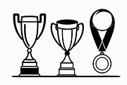 Trophy and Medal Silhouette Set, an Illustration by Gfx_Store (Thumbnail 3 of 7)