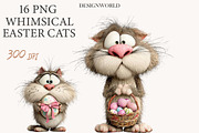 Whimsical Easter Cats clipart, an Illustration by Designworld (Thumbnail 1 of 9)