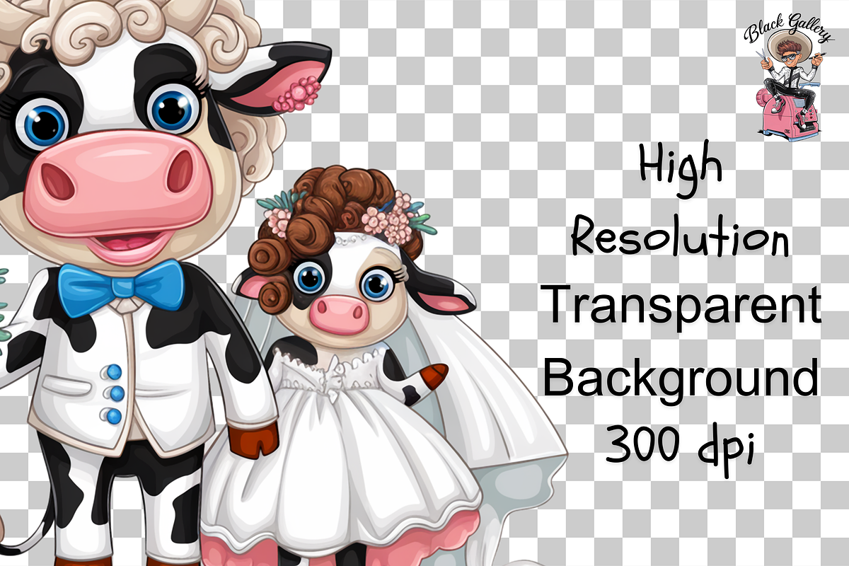 Cow Wedding Couple PNG Bundle, a Graphic by Clipart Bloom (Photo 10 of 15)