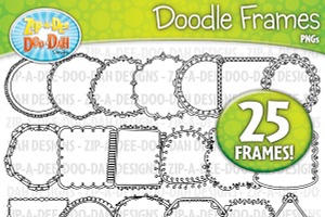 Thin Doodle Frames Clipart Set 1