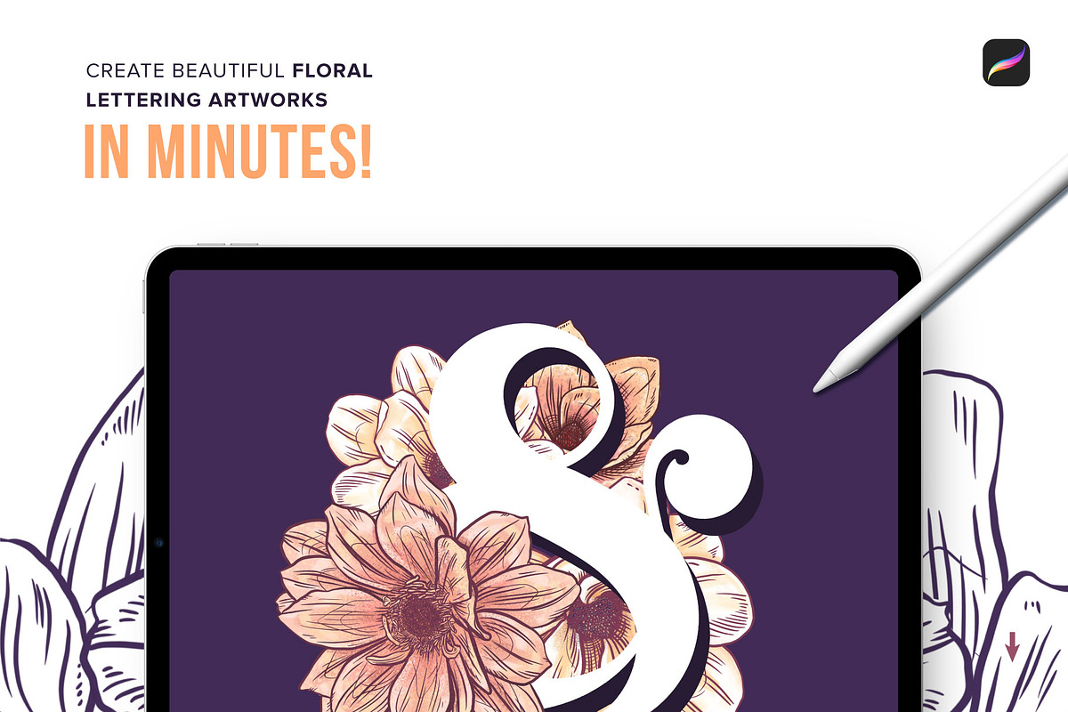 70 Flower Stamps for Procreate, a Brush Add-On by Riveros Illustration (Photo 10 of 13)