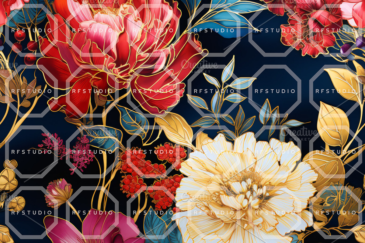 GEMSTONE BLOOMS. Seamless Patterns, a Texture Illustration by RefinedFantasyStudio (Photo 3 of 9)