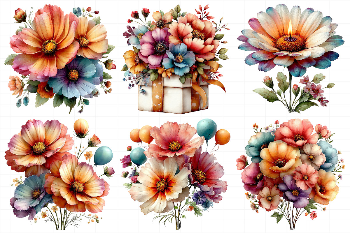 Whimsical Birthday Flowers Clipart, an Illustration by Daily.Designs (Photo 6 of 8)