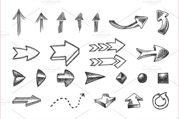 Hand Drawn Arrows Icons Set