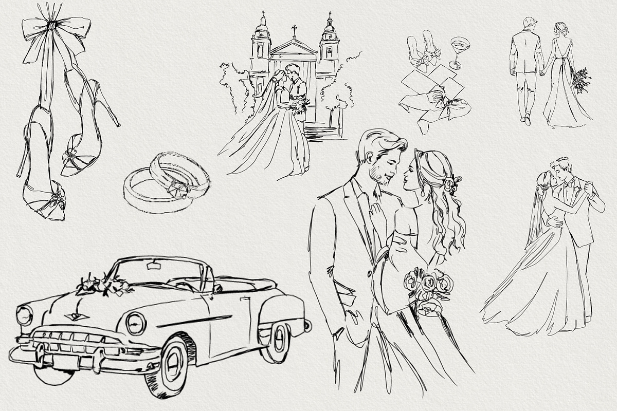 Timeless Romance: Wedding Line Art, a Decorative Illustration by AnnaPolitmerskaja (Photo 7 of 8)