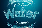 PSD Liquid Water 3D Letters, an Object Graphic by GK Creative (Thumbnail 1 of 7)