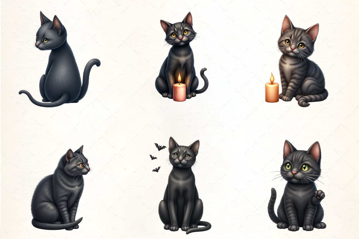 Black Cat Sitting Clipart, an Illustration by CrexoraLab (Photo 3 of 5)