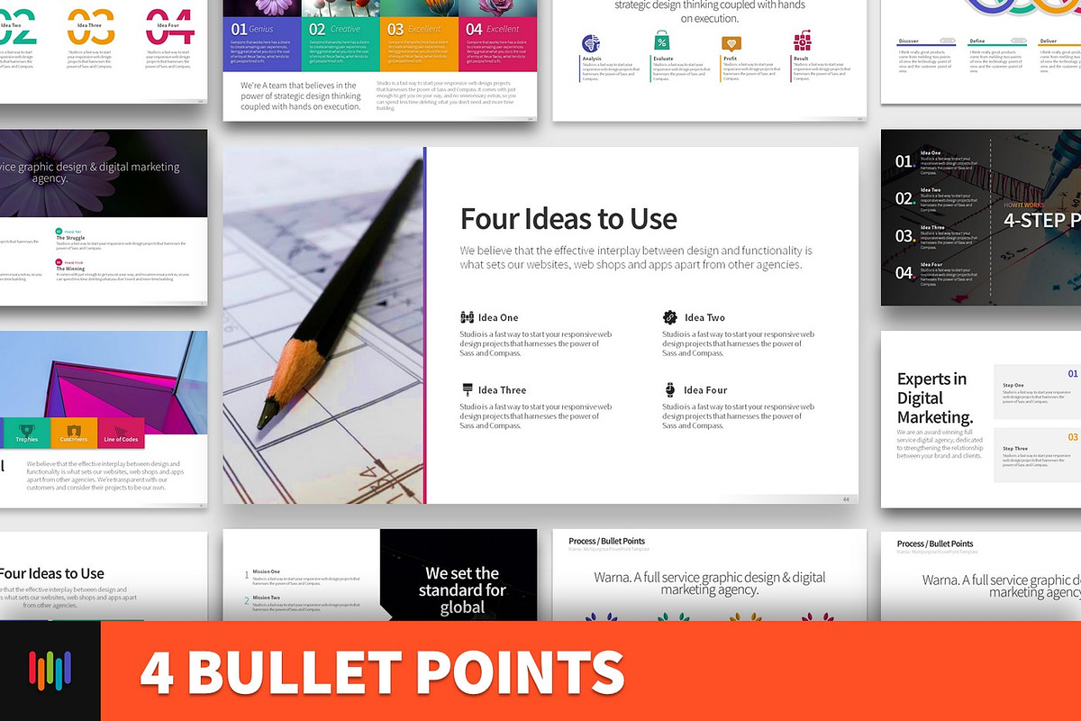 4 Bullet Points PowerPoint Templates, a Presentation Template by Warna Works (Photo 1 of 24)
