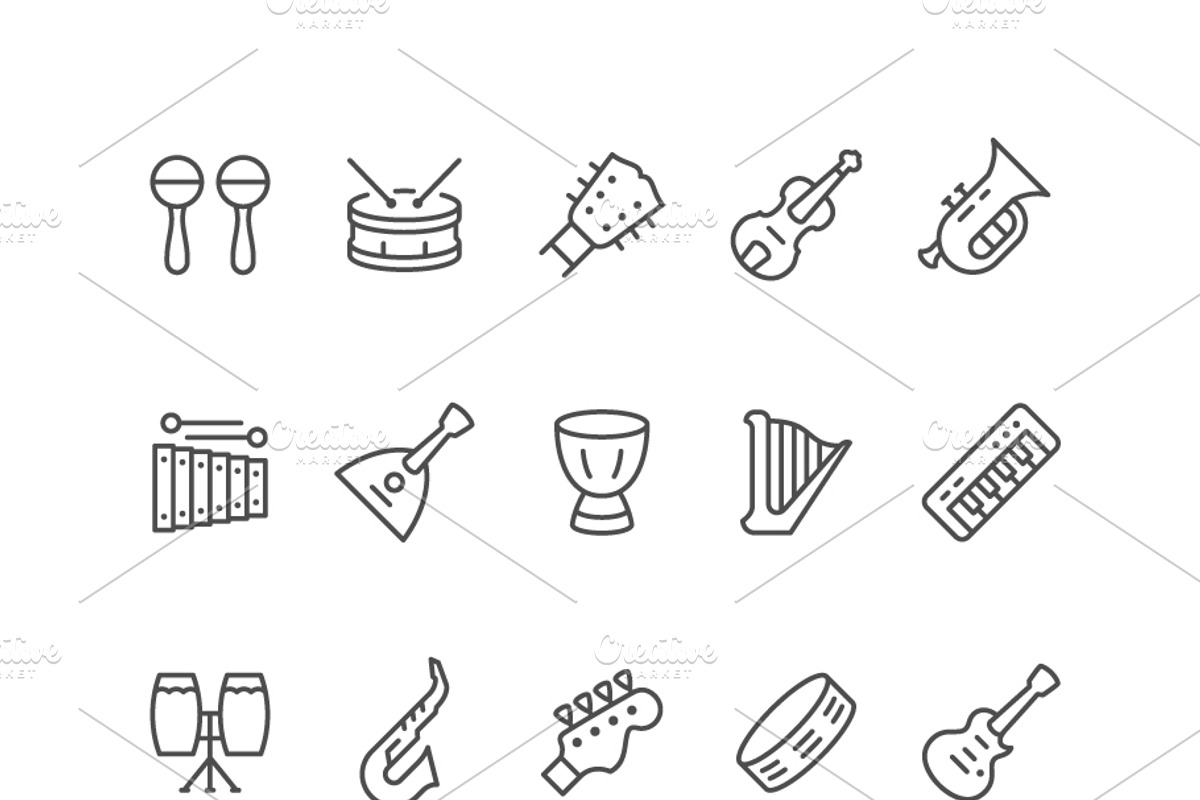 Set line icons of music instruments, an Outline Icon by motorama (Photo 1 of 2)