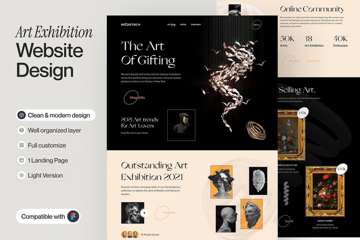 Art Exhibition Landing Page, an UI Kit Template by sajon.co