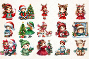 Watercolor Christmas Kids Clipart, an Illustration by Libby Wishes (Thumbnail 2 of 7)