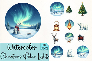 Christmas Polar Lights Clipart, an Illustration by CrexoraLab