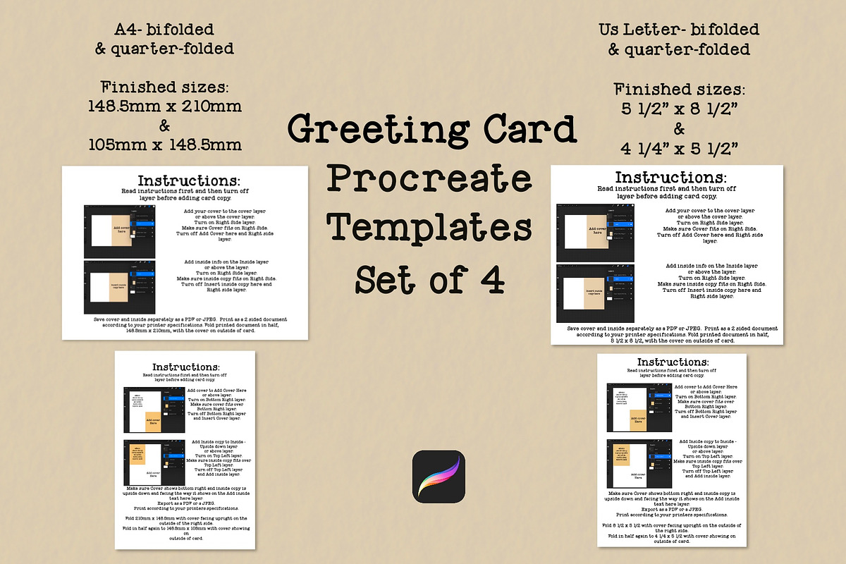 Greeting Card Procreate Templates, a Print Template by Kimber Shook (Photo 1 of 5)