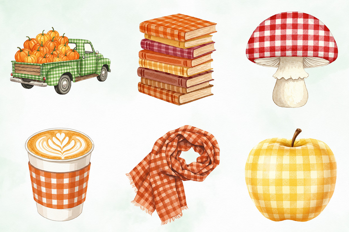 Gingham Autumn PNG Clipart, an Illustration by Creative Art (Photo 5 of 9)