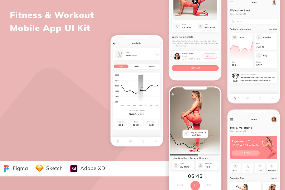 Fitness & Workout Mobile App UI Kit, an UI Kit Template by Betush