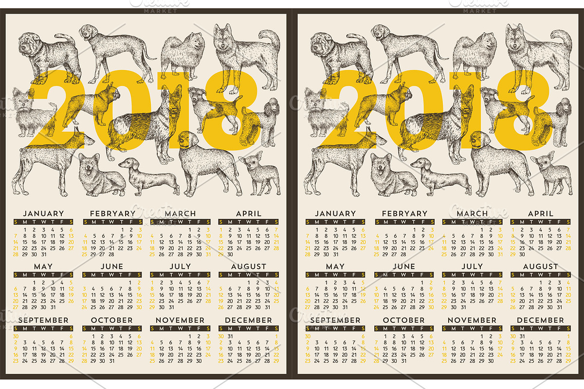 Calendar 2018, an Animal Illustration by LisaKolbasa (Photo 2 of 3)