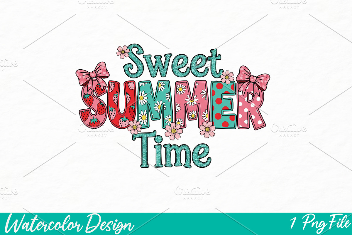 Sweet Summer Time PNG, an Illustration by Watercolor design (Photo 1 of 3)