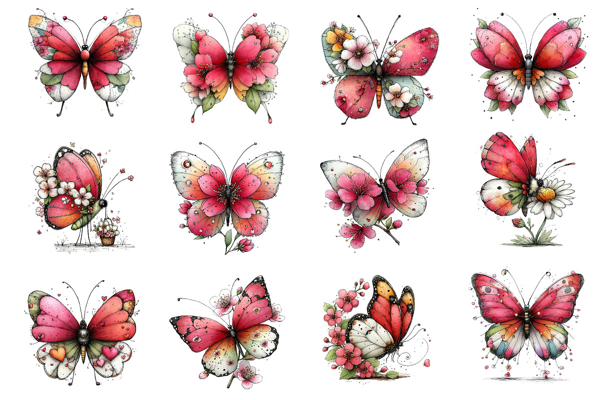 Whimsical Spring Butterfly Clipart, an Illustration by Dream Creation (Photo 3 of 4)