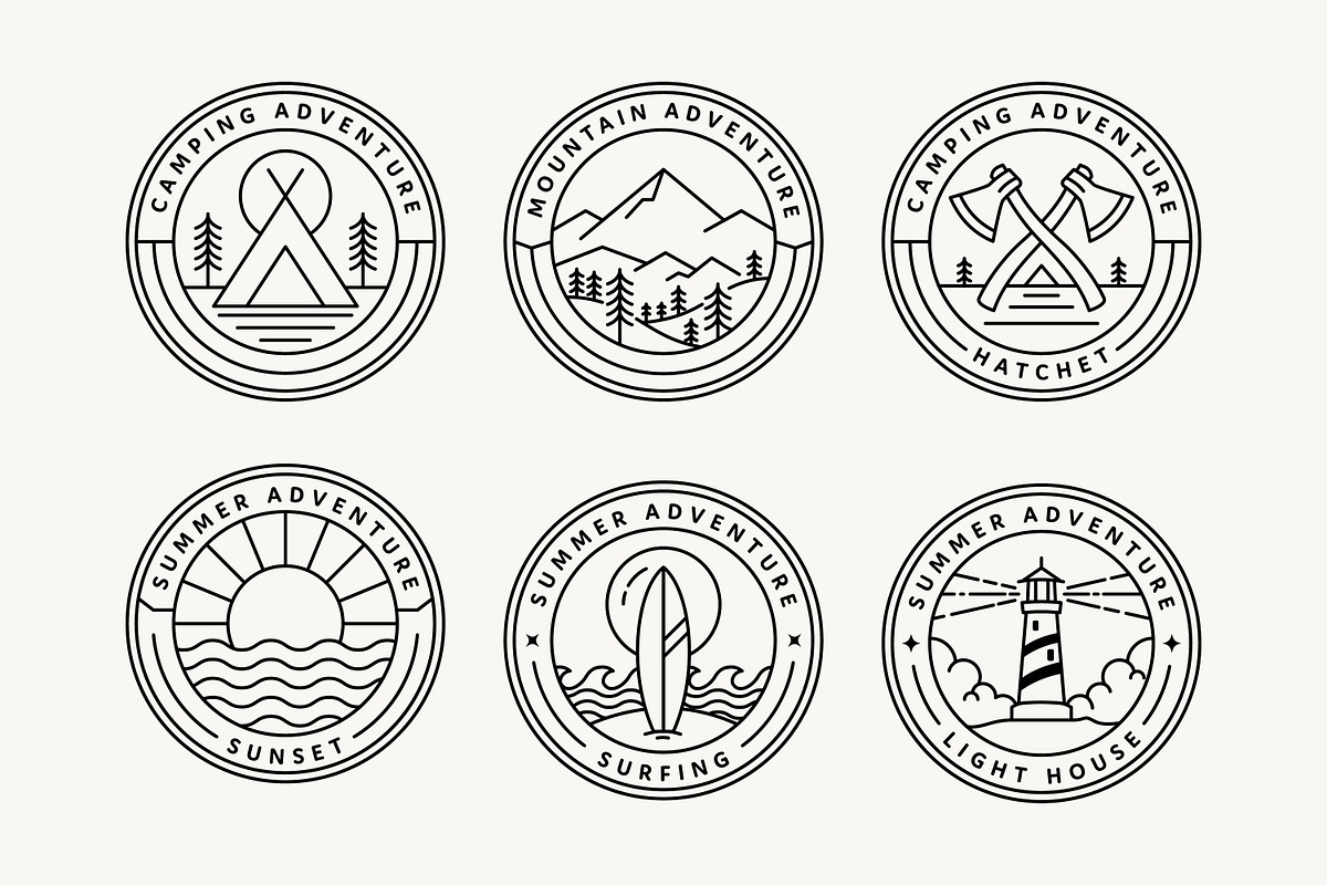 monoline nature adventure logo, a Branding & Logo Template by Saba Vector (Photo 1 of 3)