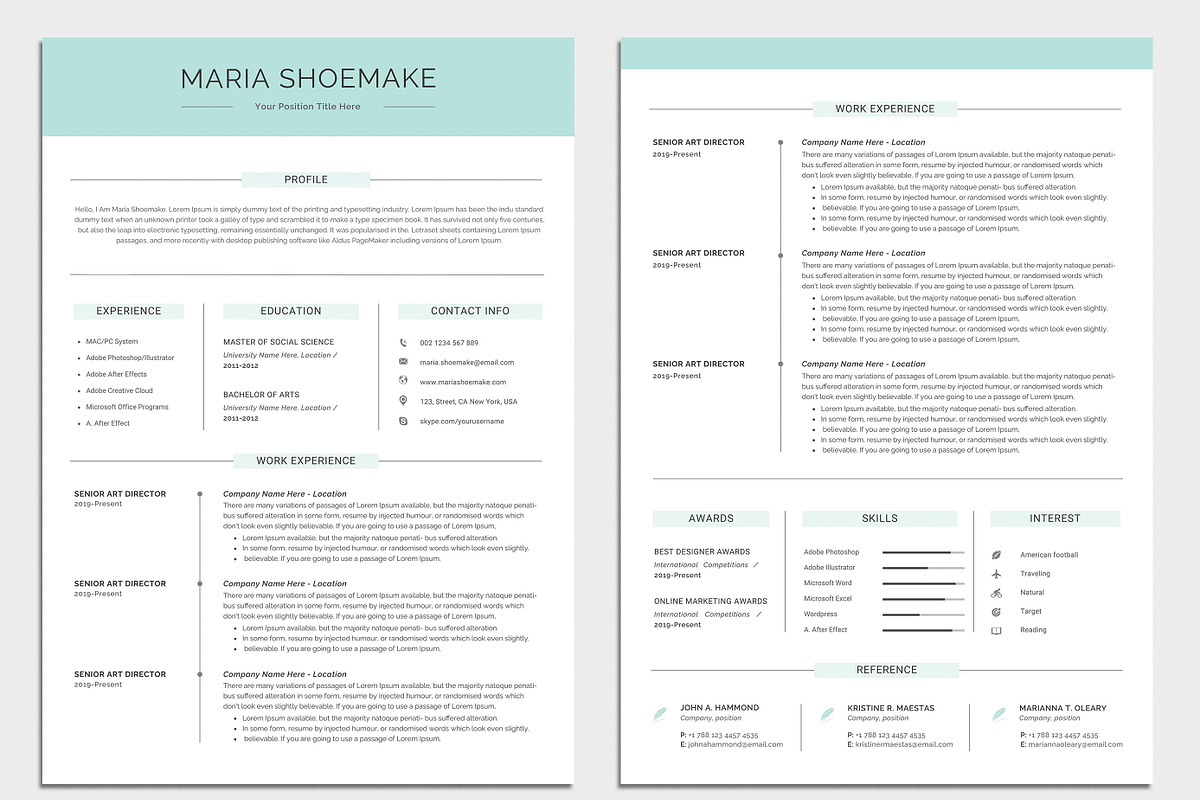 Resume / CV Template | Canva & Word, a Resume Template by CreativeZoom (Photo 7 of 7)