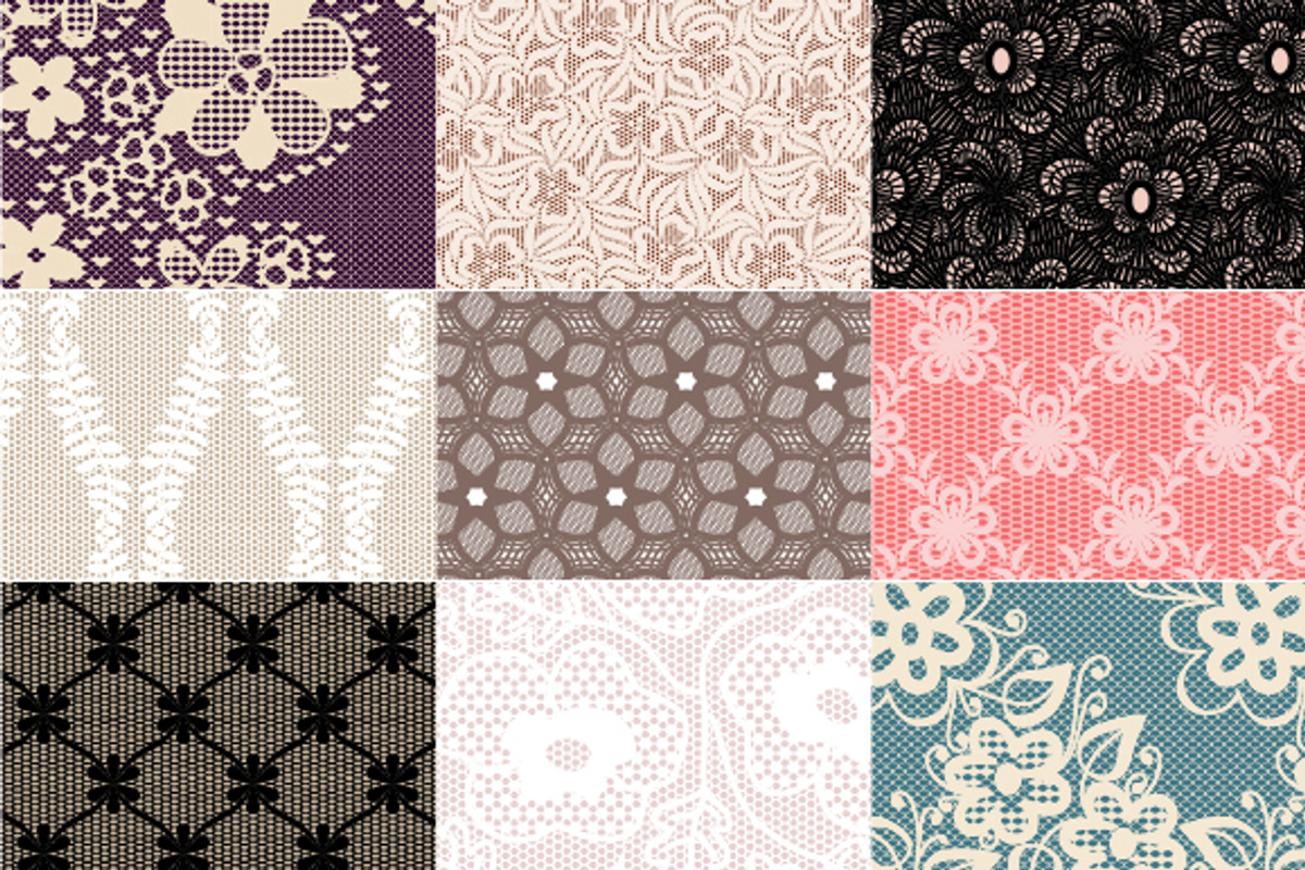 Set of 36 Lace Seamless Patterns preview 3