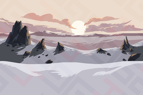 Snow mountains parallax background preview 3