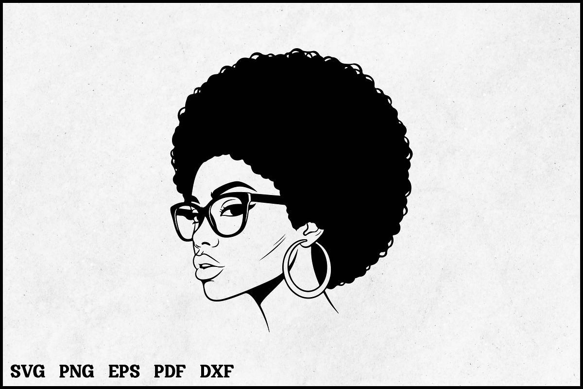 Afro Woman with Glasses SVG Design, an Object Graphic by BeeCraftR (Photo 1 of 3)